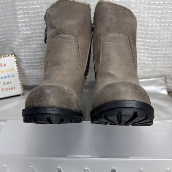 (Q6) Mossimo Supply Co.Boots 8 Target Ankle Booties Heels Zip Browm Sued Women - Picture 4 of 11